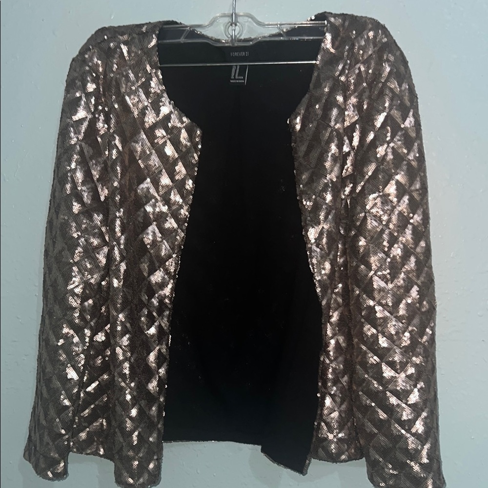 Forever 21 Black And Gold Blazer With Quilted Design